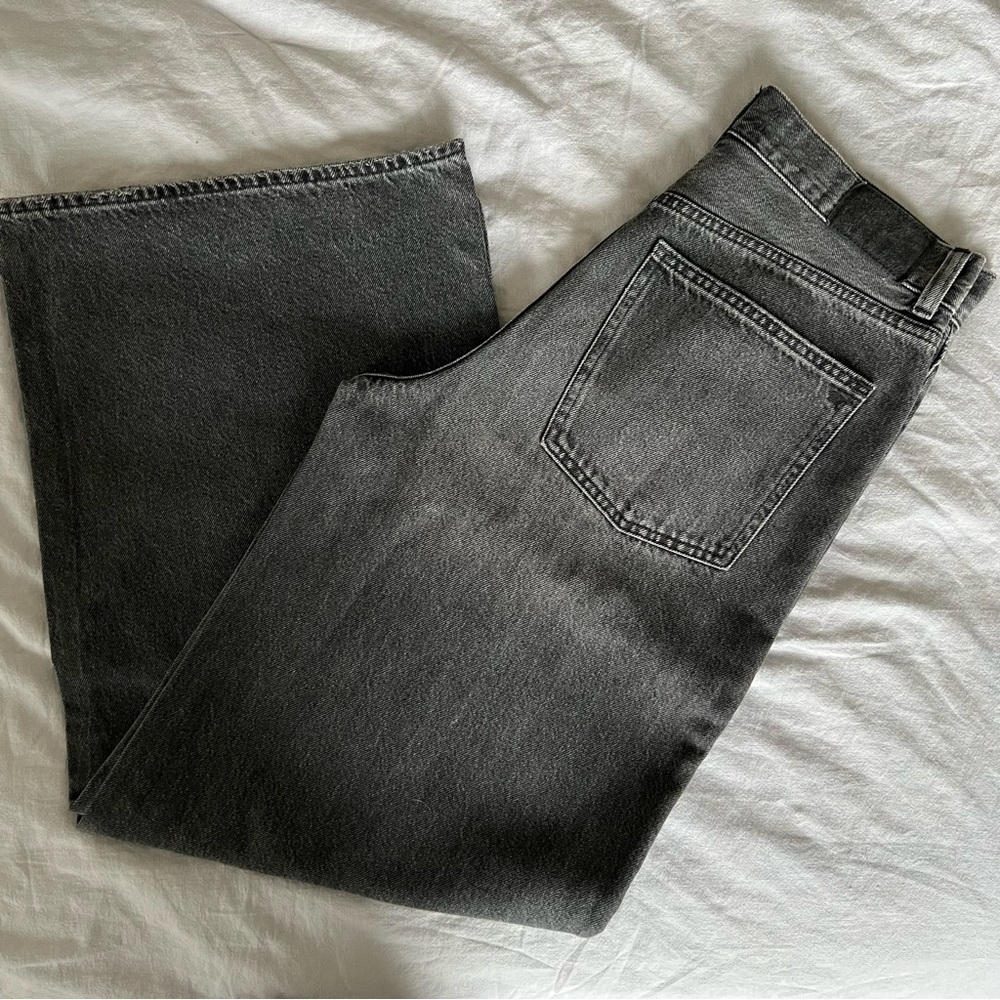 Madewell Super Wide Leg Jeans Charcoal Black Size 28 - Picture 6 of 6